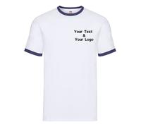 Personalised Custom Embroidered Fruit of the Loom Ringer T Your Text Sports Gym