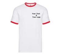 Personalised Custom Embroidered Fruit of the Loom Ringer T Your Text Sports Gym