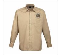 Personalised Custom Embroidered Premier Mens Long Sleeve Poplin Shirt Work Wear