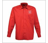 Personalised Custom Embroidered Premier Mens Long Sleeve Poplin Shirt Work Wear
