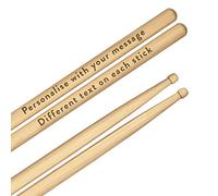 Personalised Custom Engraved Drum Sticks 5A Premium Quality Maple Wood Any Message Text Wooden Tip