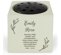 Personalised Custom Engraved Message Graveside Botanical Memorial Vase Grave Flower Bowl Pot Cemetery Holder Funeral