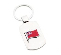 Personalised Custom Engraved Message, Metal Keyring with Merchant Navy Red Ensign Wave Flag Design, in a Black Velvet Pouch