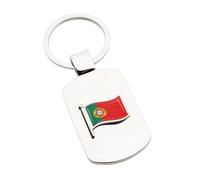 Personalised Custom Engraved Message, Metal Keyring with Portugal Wave Flag Design, in a Black Velvet Pouch