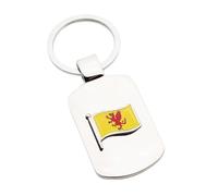Personalised Custom Engraved Message, Metal Keyring with Somerset Wave Flag Design, in a Black Velvet Pouch