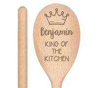 Personalised Custom Engraved Wooden Spoon King of The Kitchen Any Name Text