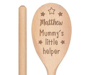 Personalised Custom Engraved Wooden Spoon Mummy's Little Helper Any Name Text