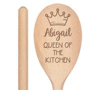Personalised Custom Engraved Wooden Spoon Queen of The Kitchen Any Name Text