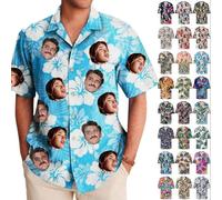 Personalised Custom Hawaiian Shirts,Custom Shirts with Logo/Photo,Funny Hawaiian for Beach Holiday Hawaii Print Shirt Unisex (UK, Alpha, XXL, Regular, Regular, White)