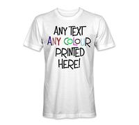 Personalised Custom Individual Printed Short Sleeve Unisex Men Woman Premium T-Shirts Tees - White - L - Any Text Any Colour