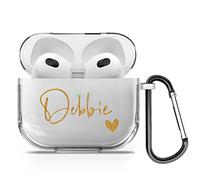 Personalised Custom Individual Soft TPU Clear Rubber Case Cover With Any Name, Initials, Text, Make Your Own Design For AirPods - Gold Name and Heart - for AirPods 4