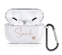 Personalised Custom Individual Soft TPU Clear Rubber Case Cover With Any Name, Initials, Text, Make Your Own Design For AirPods - Rose Gold Name and Heart - for AirPods Pro