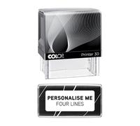 Personalised Custom Made Self-Inking Company Business Address Rubber Ink Stamp - 48mm x 18mm (Four Lines of Text)