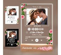 Personalised Custom Music Spotify Song Acrylic Plaque Picture Frame - Gifts for Him Her (5 Size: 15-40cm) (Vertical Rose Spotify Plaque)