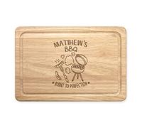 Personalised Custom Name BBQ Burnt to Perfection Rectangular Wooden Chopping Board