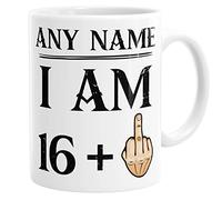 Personalised Custom Name I Am 16 + 1 Funny Mug 17th Birthday Gift Middle Finger Novelty Coffee Mug Tea Cup