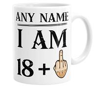 Personalised Custom Name I Am 18 + 1 Funny Mug 19th Birthday Gift Middle Finger Novelty Coffee Mug Tea Cup