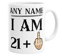 Personalised Custom Name I Am 21 + 1 Funny Mug 22nd Birthday Gift Middle Finger Novelty Coffee Mug Tea Cup