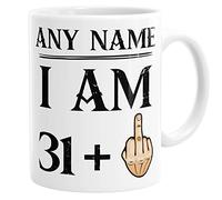 Personalised Custom Name I Am 31 + 1 Funny Mug 32nd Birthday Gift Middle Finger Novelty Coffee Mug Tea Cup