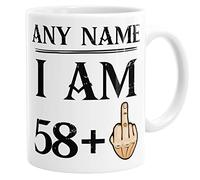 Personalised Custom Name I Am 58 + 1 Funny Mug 59th Birthday Gift Middle Finger Novelty Coffee Mug Tea Cup
