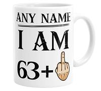 Personalised Custom Name I Am 63 + 1 Funny Mug 64th Birthday Gift Middle Finger Novelty Coffee Mug Tea Cup