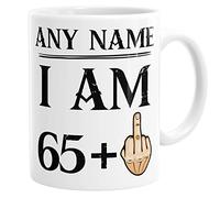Personalised Custom Name I Am 65 + 1 Funny Mug 66th Birthday Gift Middle Finger Novelty Coffee Mug Tea Cup