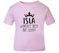 Personalised Custom Name World's Best Big Sister Cute T Shirt Top Toddler Baby Light Pink