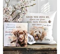 Personalised Custom Own Photo Bespoke Memorial Memory Cushion Pet Loss Throw Pillow Guestbook Notebook Album Dog Puppy Cover Insert Name Comfort Message Keepsake Printed Personalized Sympathy Gift