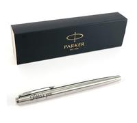 Personalised Custom Parker Jotter SS fountain pen + Gift Box | Laser Engraved - chrome trim