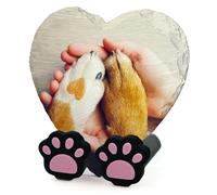 Personalised Custom Pet Memorial Plaque Photo Text Name with Paw Display Stand Cat Dog Rabbit Natural Slate Stone Grave Marker | Full Print | Size 10x10 cm