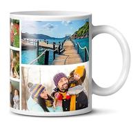 Personalised Custom Photo Mug - Add Your Own Image, Text, Logo - Customisable 11oz Coffee Cup, Gift for Birthdays, Holidays, Weddings -Durable Ceramic Valentines Gifts for Him & Her | 10 Photo Collage