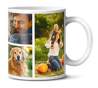 Personalised Custom Photo Mug - Add Your Own Image, Text, Logo - Customisable 11oz Coffee Cup, Gift for Birthdays, Holidays, Weddings - Durable Ceramic Valentines Gifts for Him & Her | 5 Photo Collage