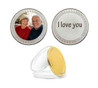 Personalised Custom Photo Pocket Hug Tokens, Custom challenge coin Text/ Photo, couple decision coin, Sympathy Gifts The Loss Of Gift Loved Anniversaries Birthday Valentine's (Silver)