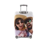 Personalised Custom Photo Print Luggage Cover Suitcase Protector Elastic Washable Travel Case with Zip Fits 18 to 32 Inch Suitcase Size S M L XL for Holiday Business Trip Gift for Her Him