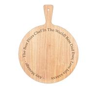 Personalised Custom Pizza Board Any Message Outer Circle Serving Tray Handle Paddle Round Wooden 45x34cm