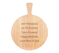 Personalised Custom Pizza Board Any Message Pizzeria Name Circle Serving Tray Handle Paddle Round Wooden 45x34cm