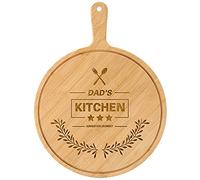 Personalised Custom Pizza Board, Round 10 Inch Wooden Pizza Peel Bamboo Pizza Paddle, Bread and Crackers Platter with Handle - Housewarming Pizza Lovers Gift Idea