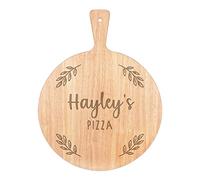 Personalised Custom Pizza Board Wreath Name Peel Serving Tray Handle Paddle Round Wooden 45x34cm
