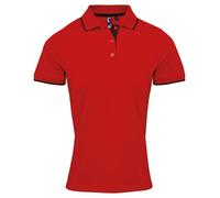 Personalised Custom Premier Women Contrast CoolChecker Polo Short Sleeve PR619