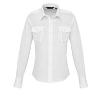 Personalised Custom Premier Women's Long Sleeve Pilot Shirt Work Uniform PR310