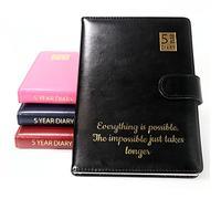 Personalised Custom Premium 5 Year Diary Organiser A5 Size | Design A Truly Unique Gift | Gold Embossed PU Leather (Black)