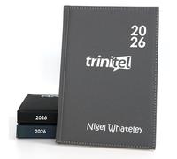 Personalised Custom Premium Diary Organiser 2026 | Design A Truly Unique Gift | Printed PU Leather (Grey, A4/DayPerPage - 29x21x2.5cm)