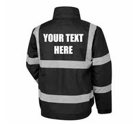 Personalised Custom Printed Black Yoko Hi Vis Bomber Jacket Reflective, Waterproof, High Visibility, By Brook Hi Vis, XXXLarge