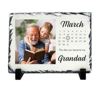 Personalised Custom Printed Day You Became My Grandad Gift Fathers Day Rock Slate Sign sq2