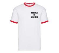 Personalised Custom Printed Fruit of the Loom Ringer T Your Text Sports Gym Gift