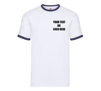 Personalised Custom Printed Fruit of the Loom Ringer T Your Text Sports Gym Gift