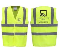 Personalised Custom Printed Hi Vis Vests - Roofing Company Logo, Add Your Details, Perfect for Roofers & Construction Workers by Brook Hi Vis (Yellow, XLarge)