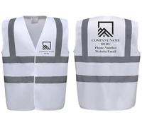 Personalised Custom Printed Hi Vis Vests - Roofing Company Logo, Add Your Details, Perfect for Roofers & Construction Workers by Brook Hi Vis (White, XLarge)