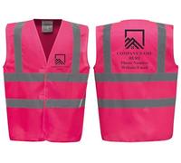 Personalised Custom Printed Hi Vis Vests - Roofing Company Logo, Add Your Details, Perfect for Roofers & Construction Workers by Brook Hi Vis (Pink, Large)