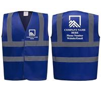 Personalised Custom Printed Hi Vis Vests - Roofing Company Logo, Add Your Details, Perfect for Roofers & Construction Workers by Brook Hi Vis (Blue, Large)